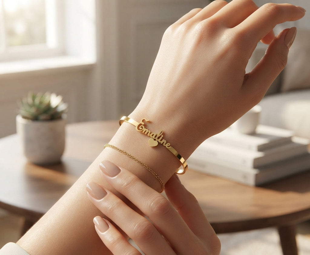 Customized Name Bangle – Premium Personalized Bracelet with Gift Box