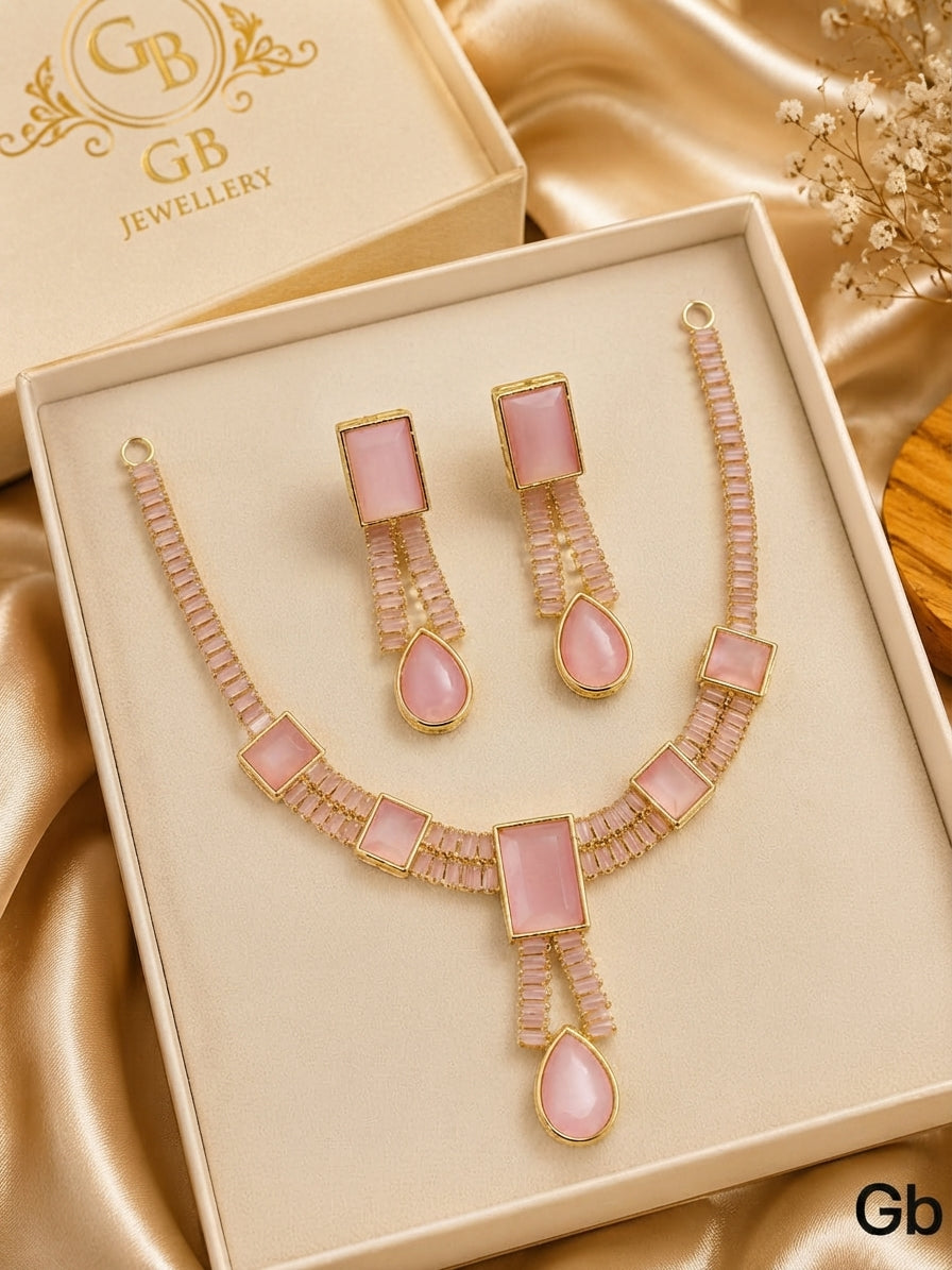 Luxury Zircon Jewelry Set for Women – Necklace & Earrings | Multiple Colors