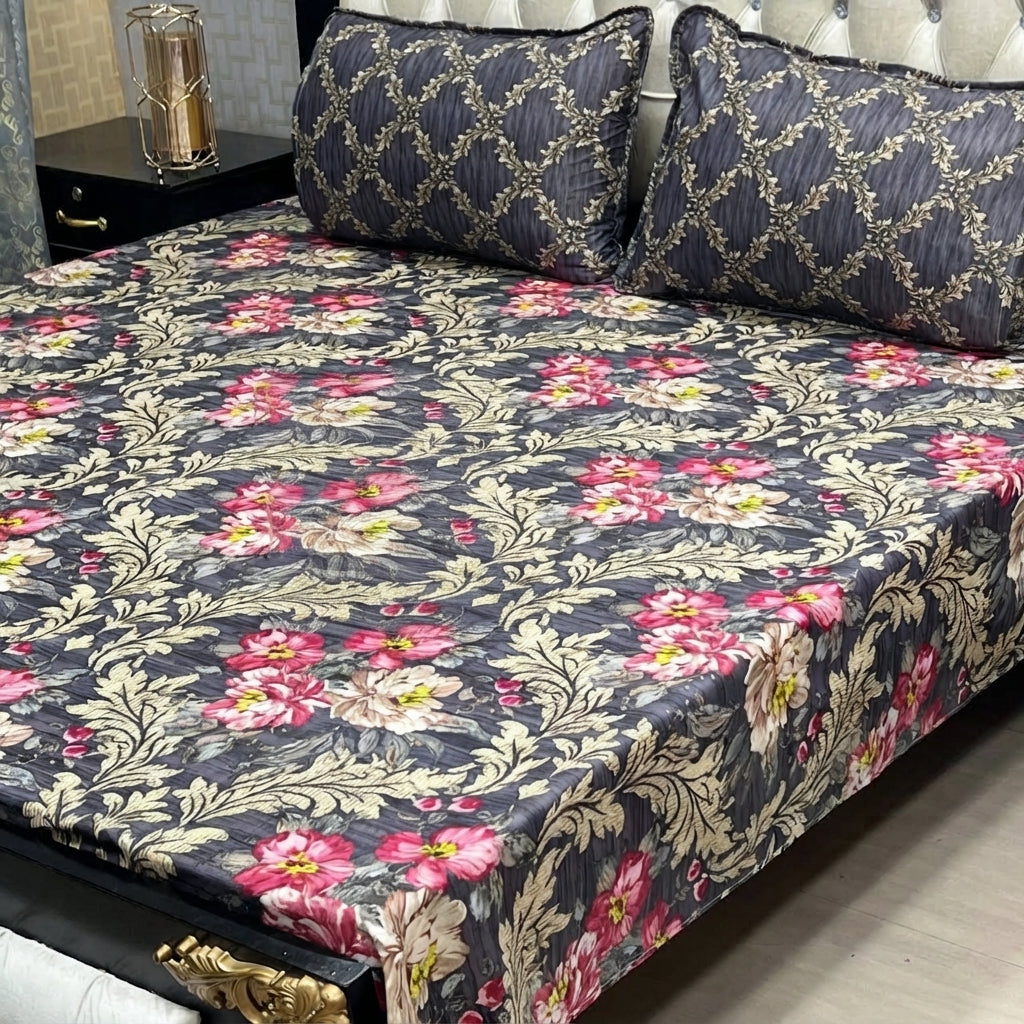 3-Piece Full Printed Cotton Mix King Size Bedsheet Gift Pack