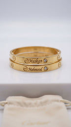 Stainless Steel Open Cuff Love Bangle – Trendy Unisex Kara (Golden & Silver)
