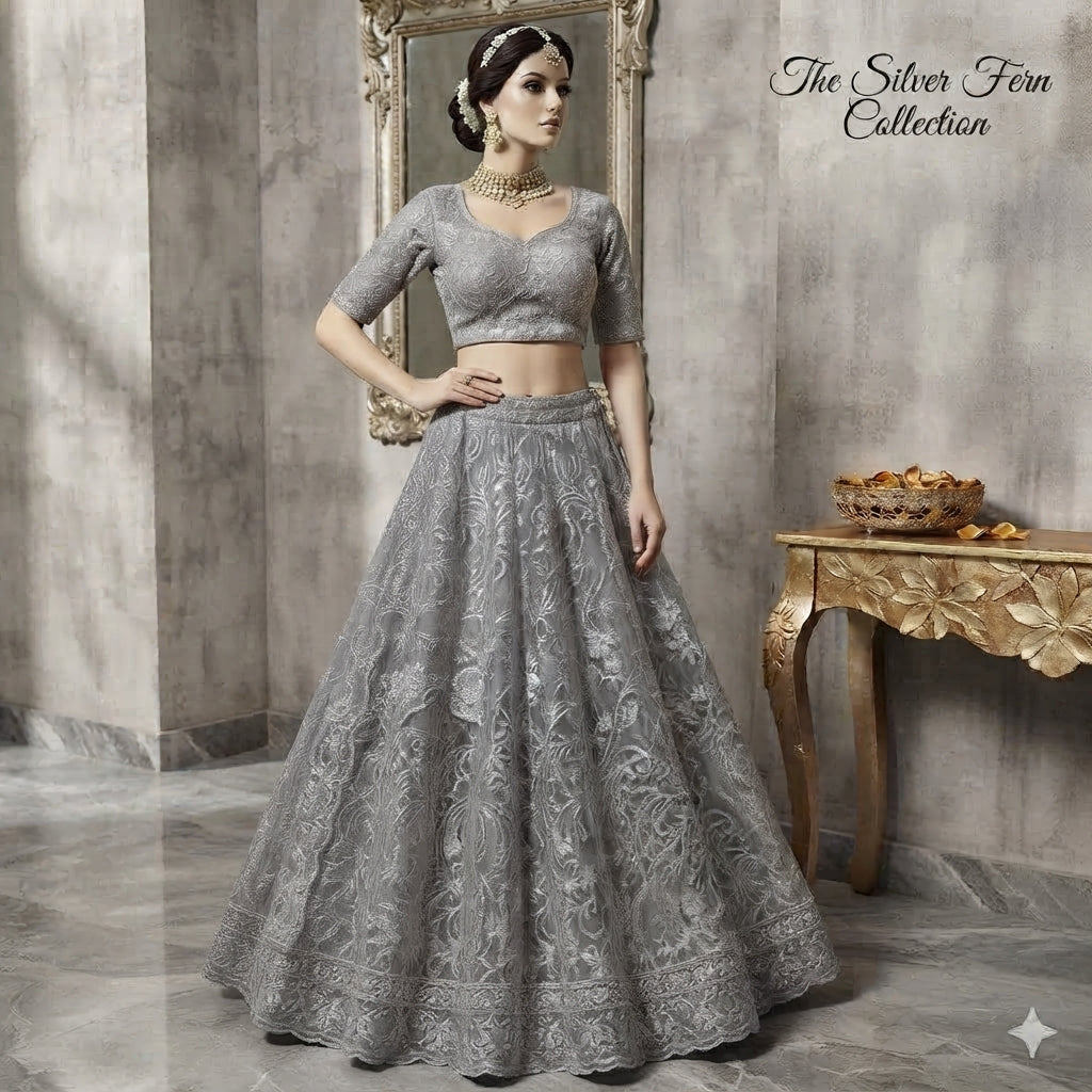2-Piece Unstitched Embroidered Net Occasion Suit