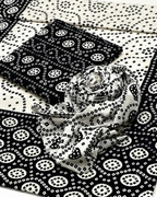 Traditional Black & White Allover Chunri Print Cotton 3-Piece Unstitched Suit | Ethnic Dress Material