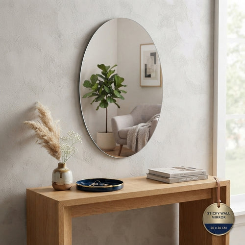 20x30 cm Wall Adhesive Oval Acrylic Mirror