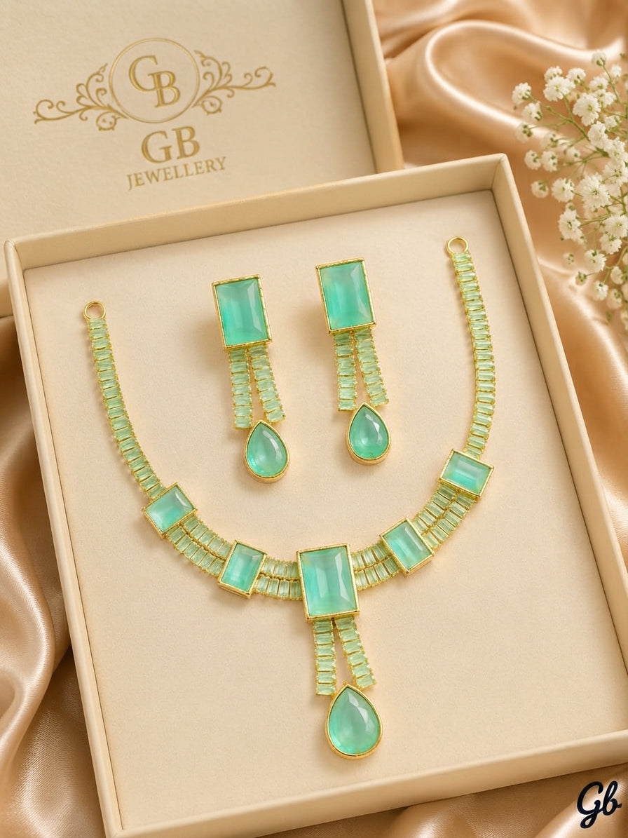 Luxury Zircon Jewelry Set for Women – Necklace & Earrings | Multiple Colors