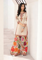 Ready to Wear 2-Piece Embroidered Soft Cotton Co-ord Set with Farshee Salwar