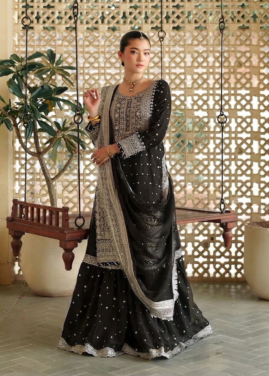 Luxury Heavy Embroidered Chiffon Suit with Cutwork Dupatta – Spengle Work