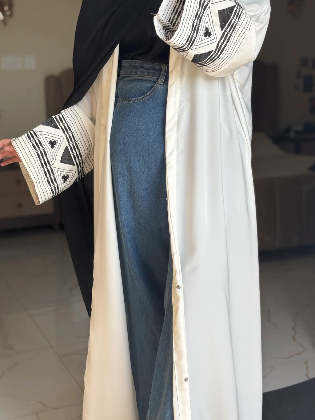 Graceful Wool Peach Abaya with Stoller – Premium Islamic Wear