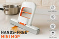 Hands-free mini mop with features listed on a light background