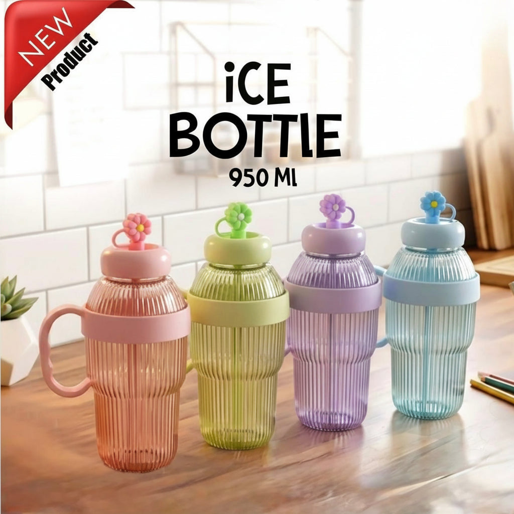 Four colorful ice bottles on a wooden surface with 'Jbi' branding.