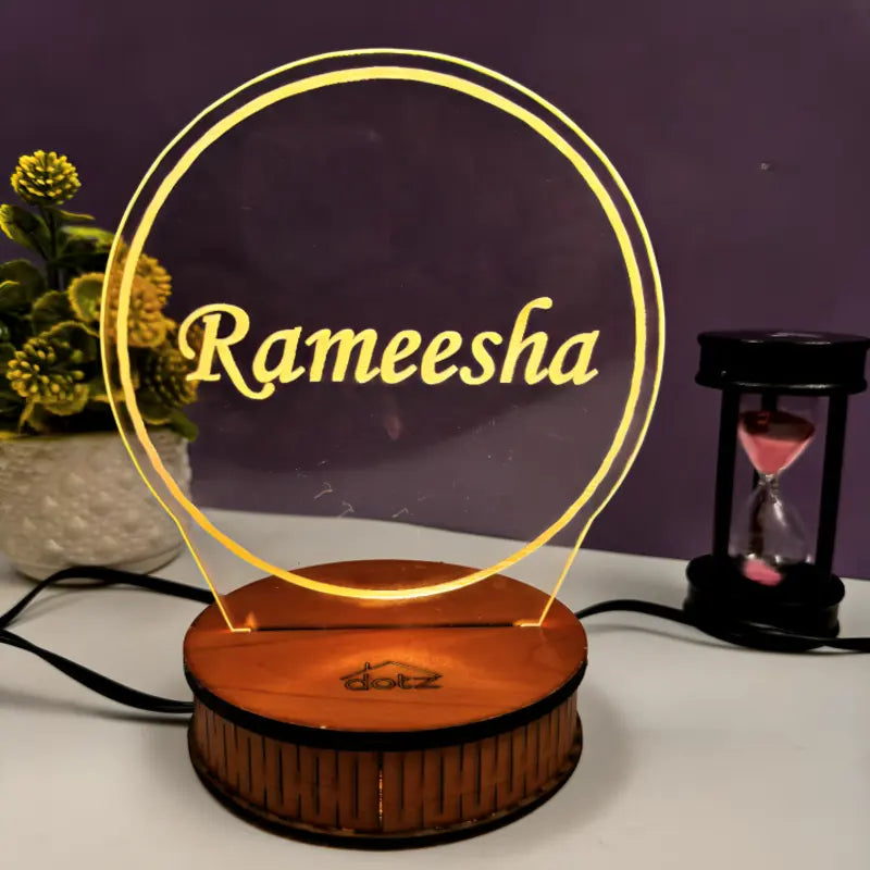 Customize – Acrylic 3D Illusion LED Night Lamp with Black Wooden Base