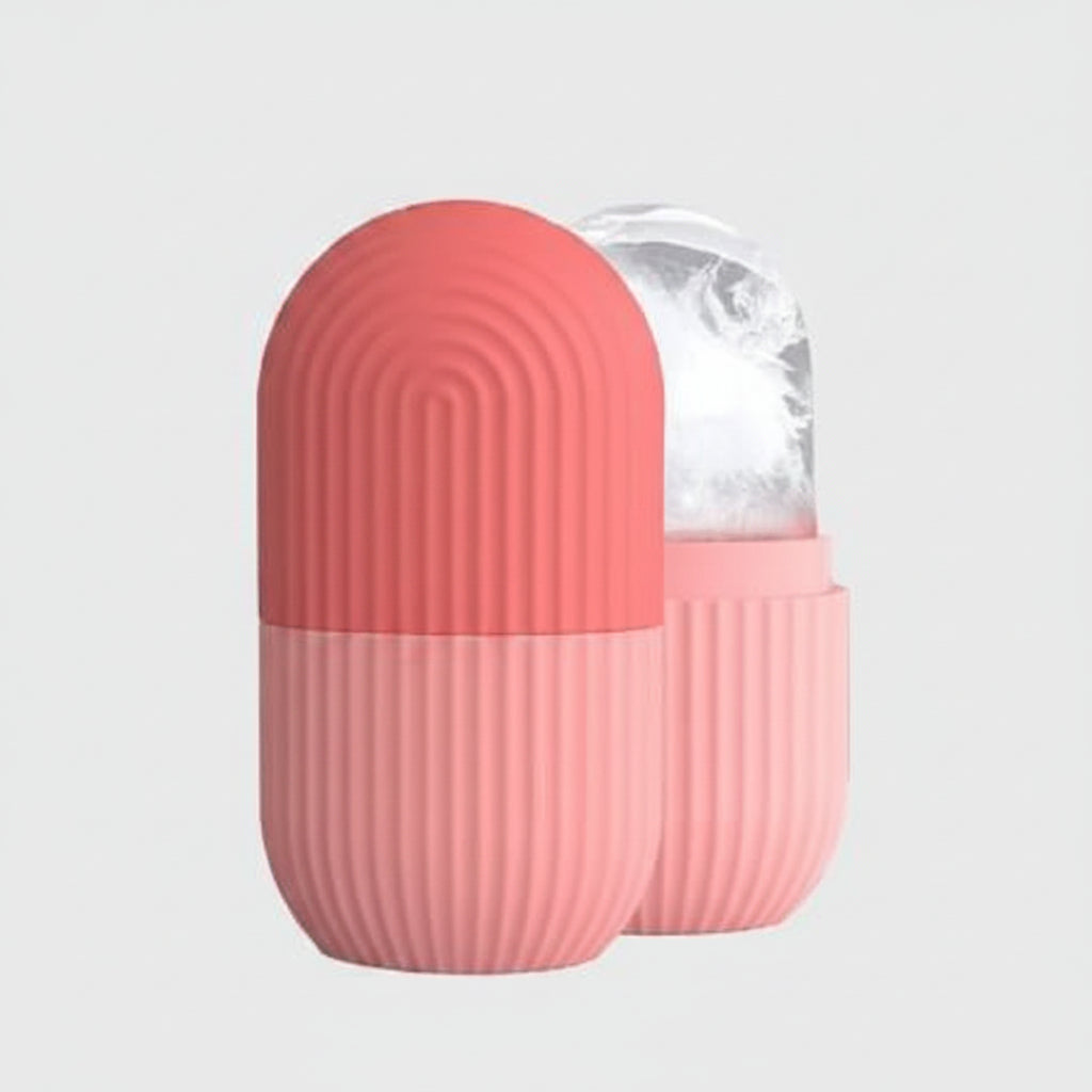 Pink and coral wireless earbuds case with clear lid on a light gray background, featuring the brand 'Jbi'.