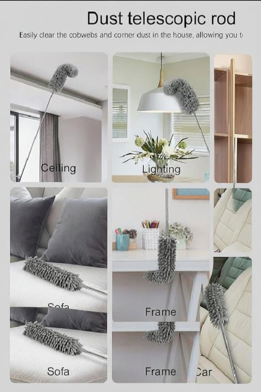 Dust telescopic rod used in various indoor settings with Jbi Smart Deals branding.