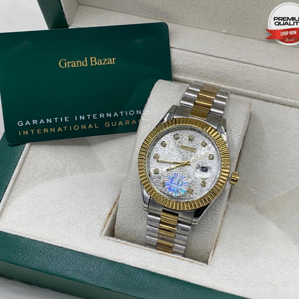 Premium Regular Watch For Gents - Golden & Silver New Design