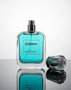 Perfume bottle labeled 'Sahara' by Rafiero Scent on a reflective surface with a white background