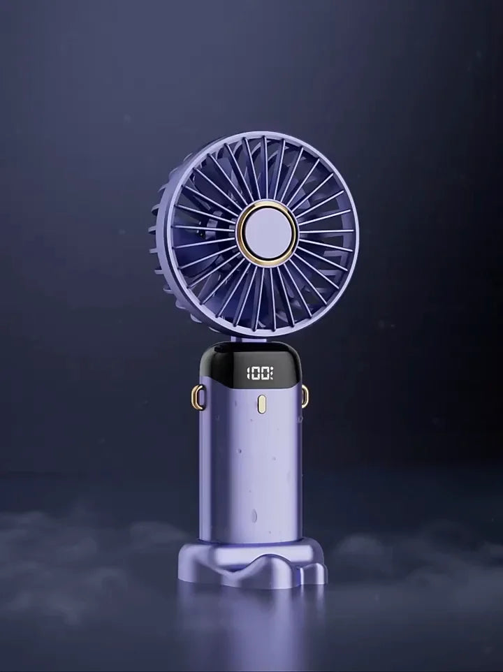 Portable Rechargeable Desk Fan with LED Digital Display | 5-Speed Wind, 90° Adjustable Mini Fan for Office, Travel & Home