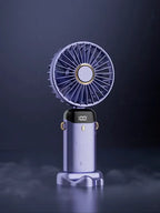 Portable Rechargeable Desk Fan with LED Digital Display | 5-Speed Wind, 90° Adjustable Mini Fan for Office, Travel & Home