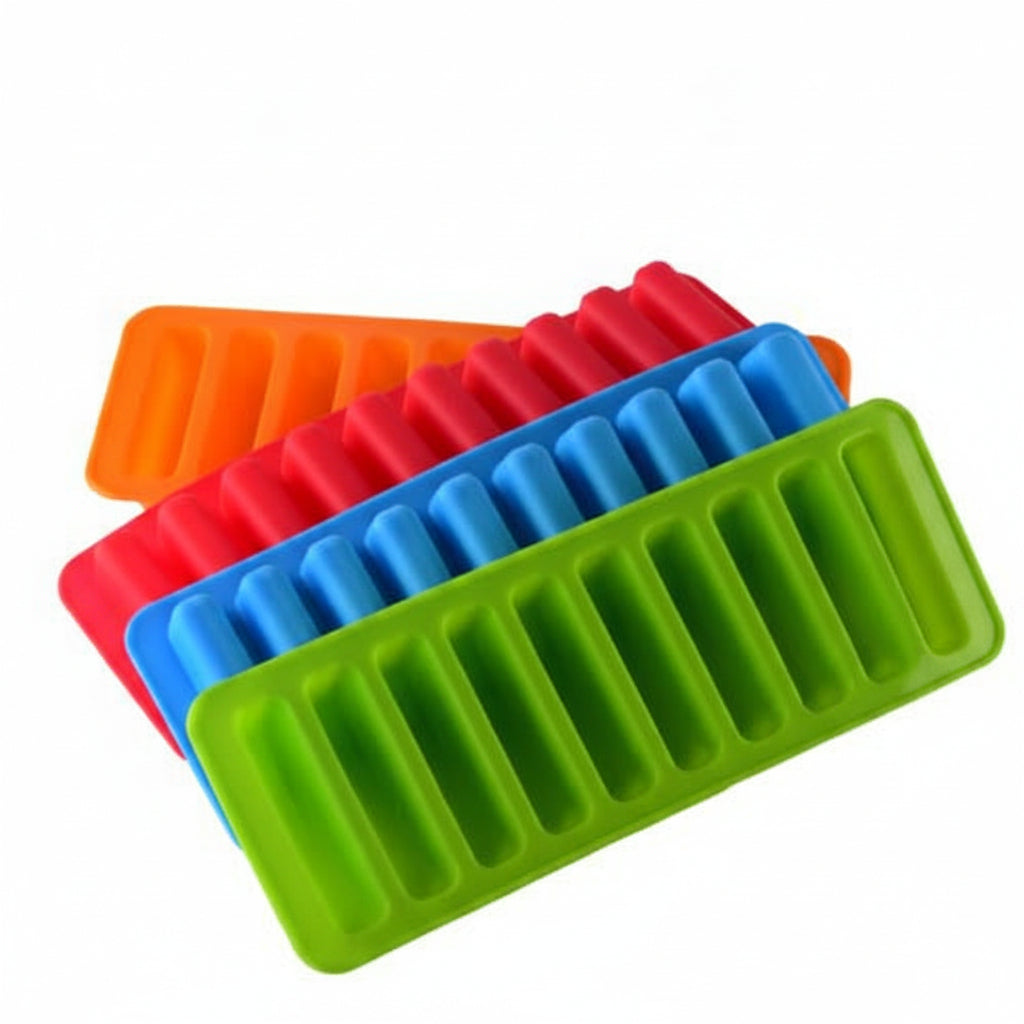 Colorful silicone ice cube trays with 'Jbi by Smart Deals' branding on a white background.