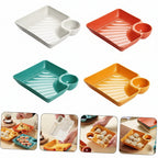 Set of colorful ceramic trays with divided sections on a white background, featuring the brand 'Jbi by Smart Deals'.
