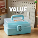 Blue storage box with a handle on a wooden surface, branded as 'Jbi by Smart Deals'.