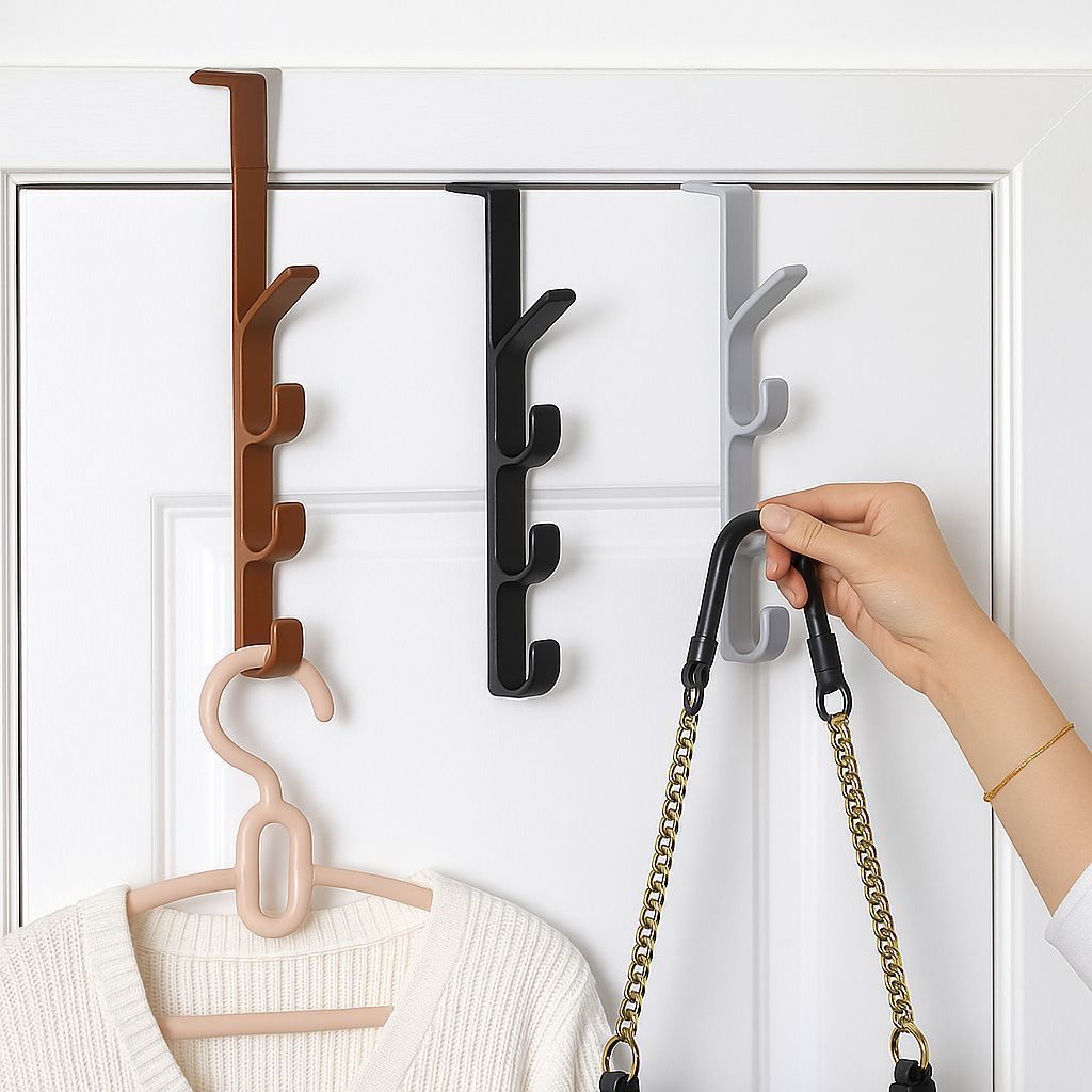 Vertical Plastic Over the Door Hook Hanger