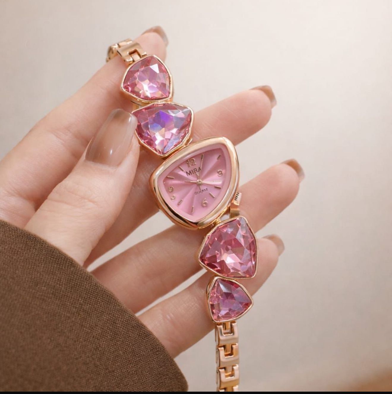 Luxury Crystal Gemstone Chain Link Dress Watch for Women – 5 Vibrant Colors