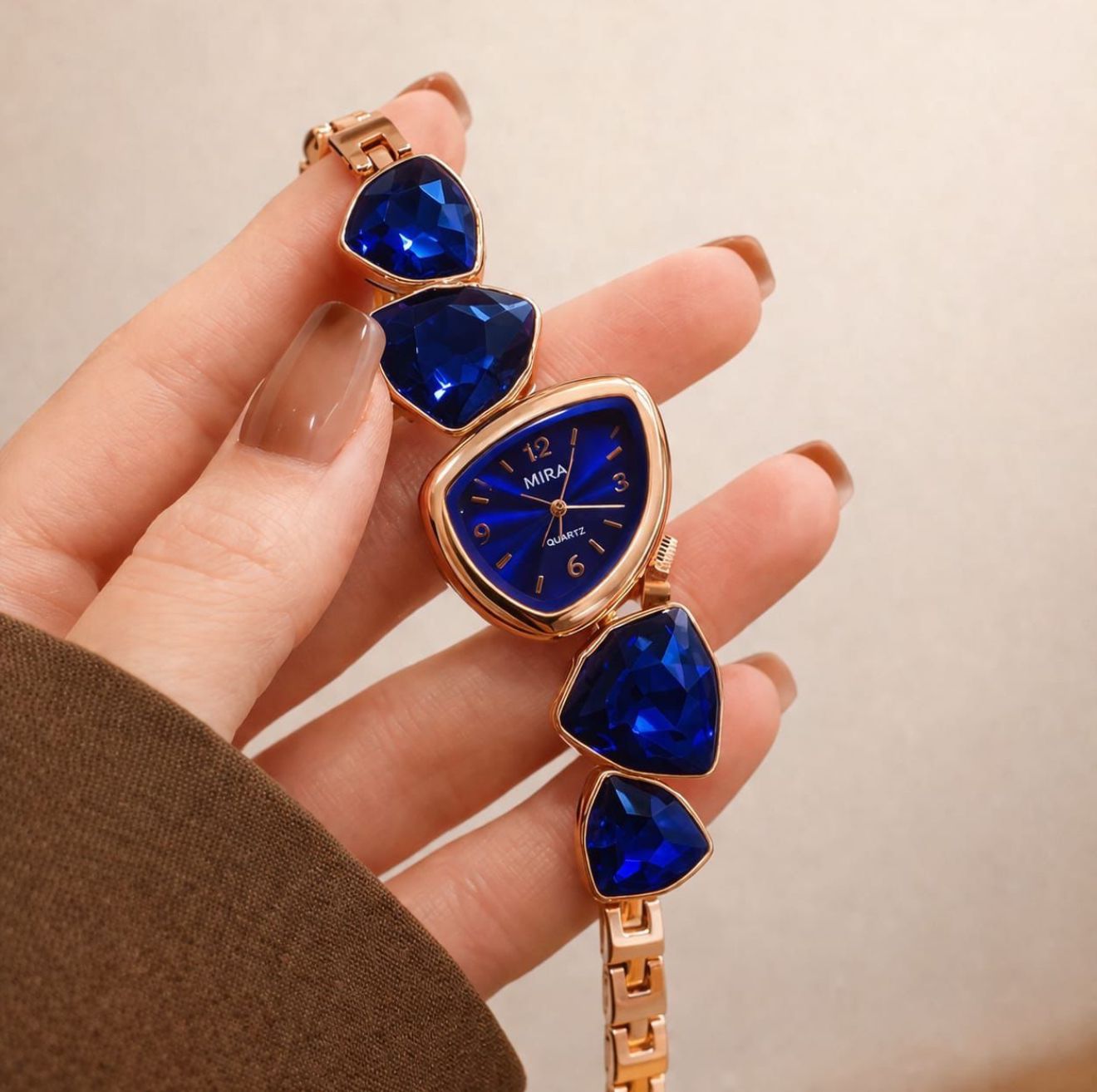 Luxury Crystal Gemstone Chain Link Dress Watch for Women – 5 Vibrant Colors