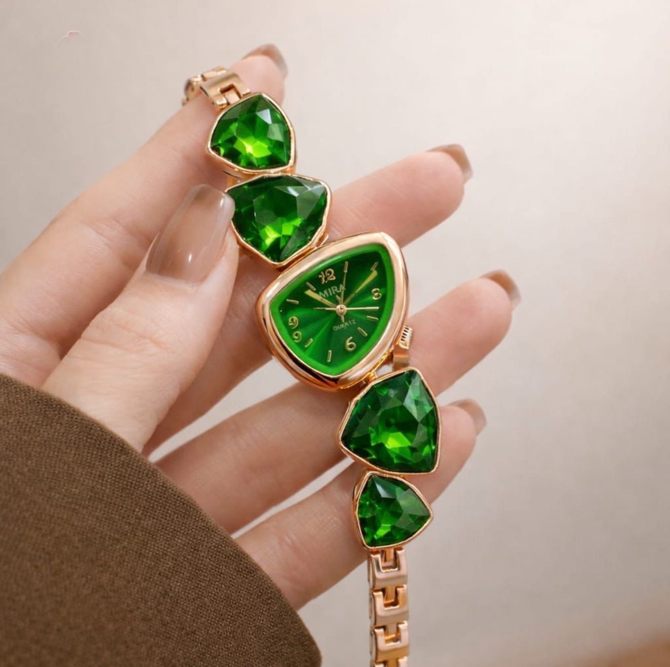 Luxury Crystal Gemstone Chain Link Dress Watch for Women – 5 Vibrant Colors