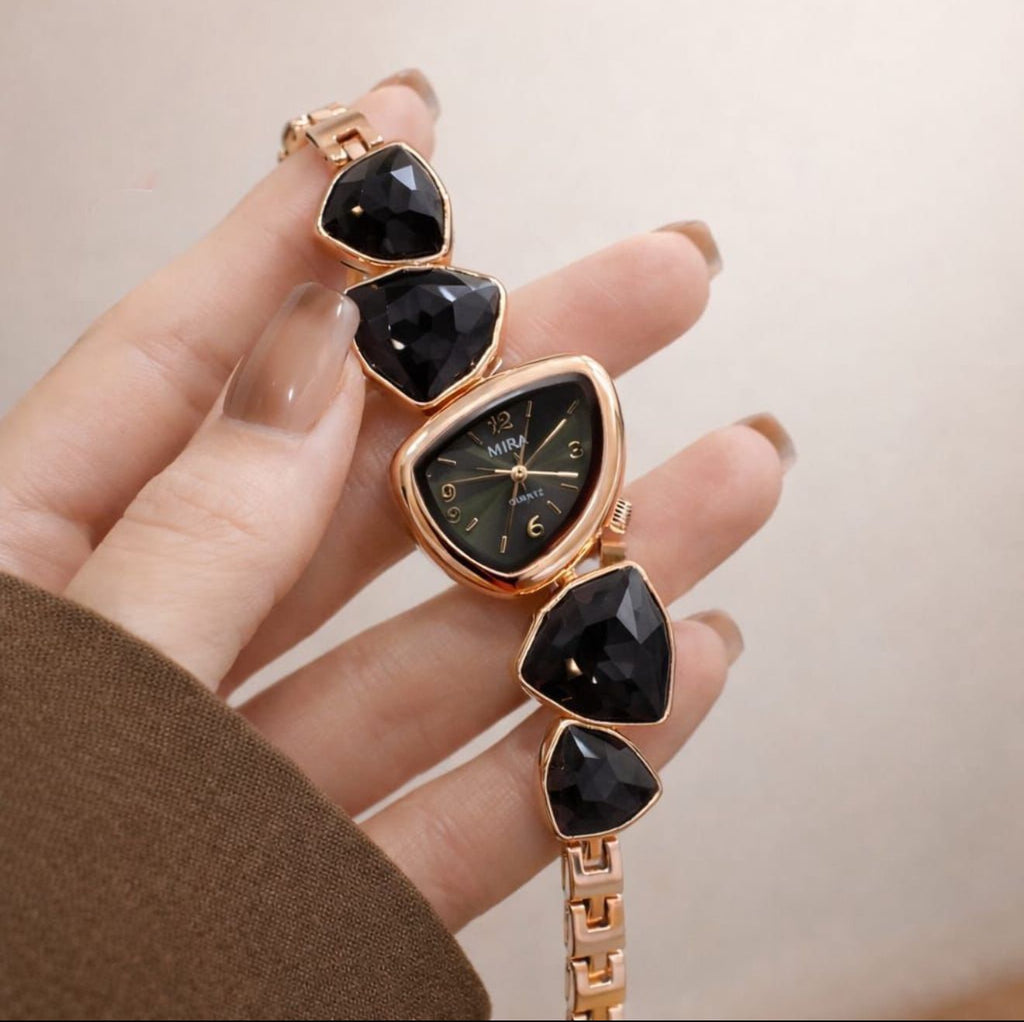 Luxury Crystal Gemstone Chain Link Dress Watch for Women – 5 Vibrant Colors