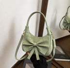 Elegant Bow Shoulder Bag with Marbled Texture - Lightweight Crossbody Purse