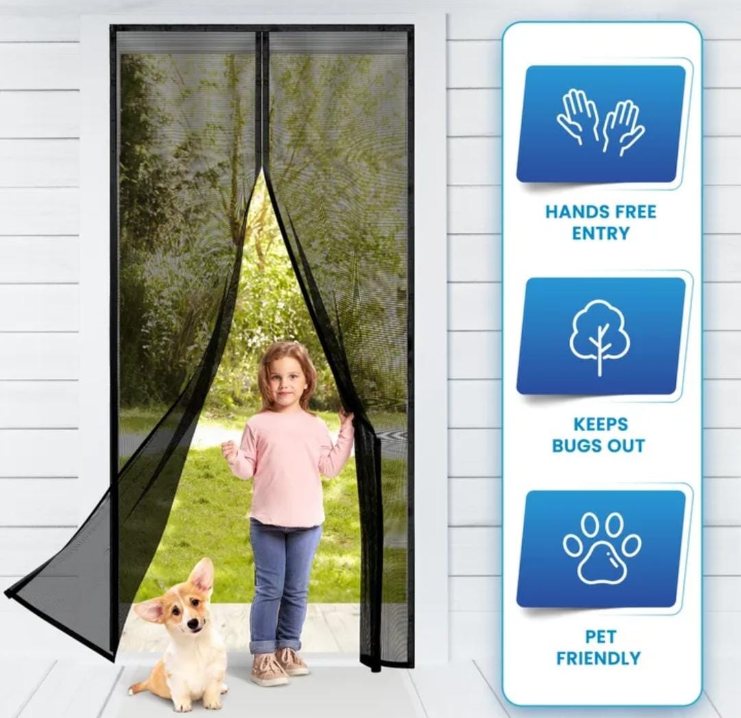 Magic Mesh Magnetic Screen Door (83 x 19.5 Inch, 2 Panels) | Heavy Duty Hands-Free Mesh Net for Bug Prevention & Fresh Air