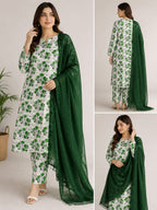 14 August Independence Day Unstitched Printed Green & White Floral Suit