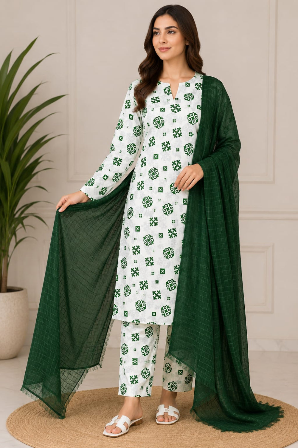 Azadi Collection Premium Unstitched Polo Cotton All-Over Printed Suit