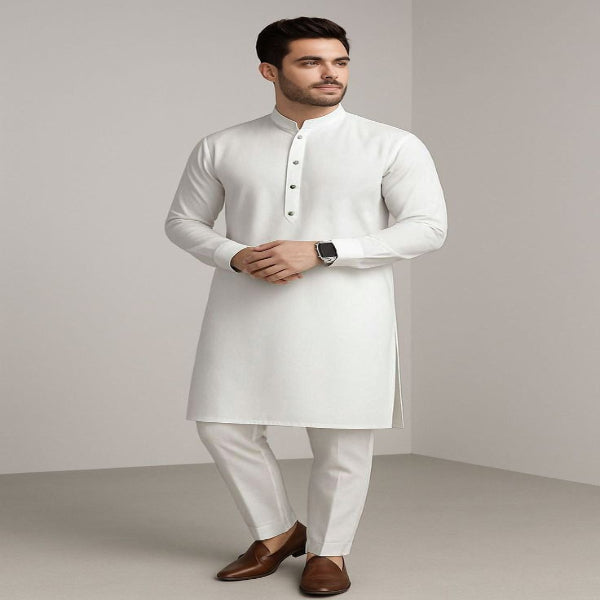Ready to Wear Premium Stitched Men's Wash & Wear Kurta Pajama Set - Soft Touch Quality (Large Size)
