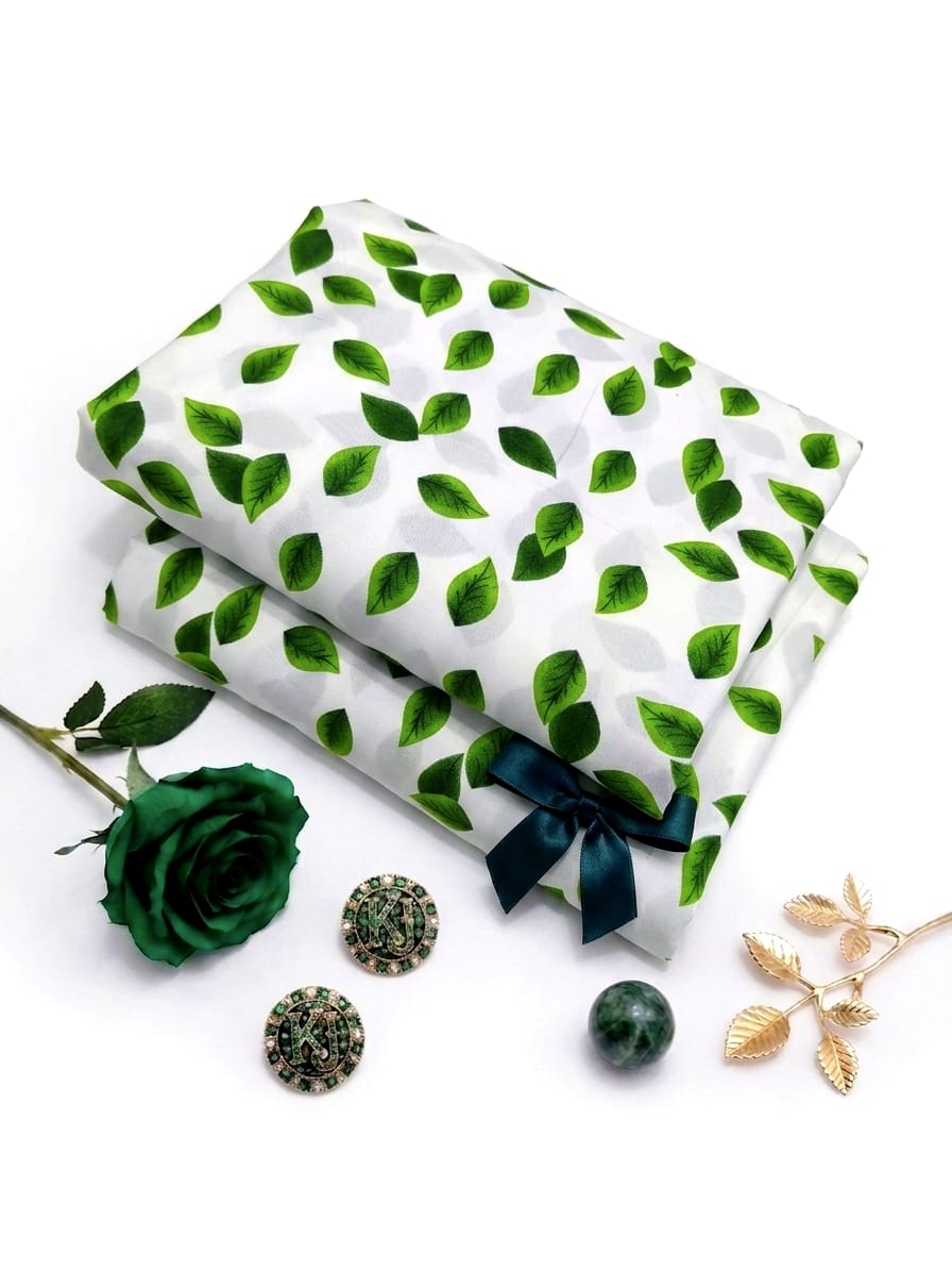 14 August Independence Day Premium Unstitched All-Over Green Leaf Printed Suit made