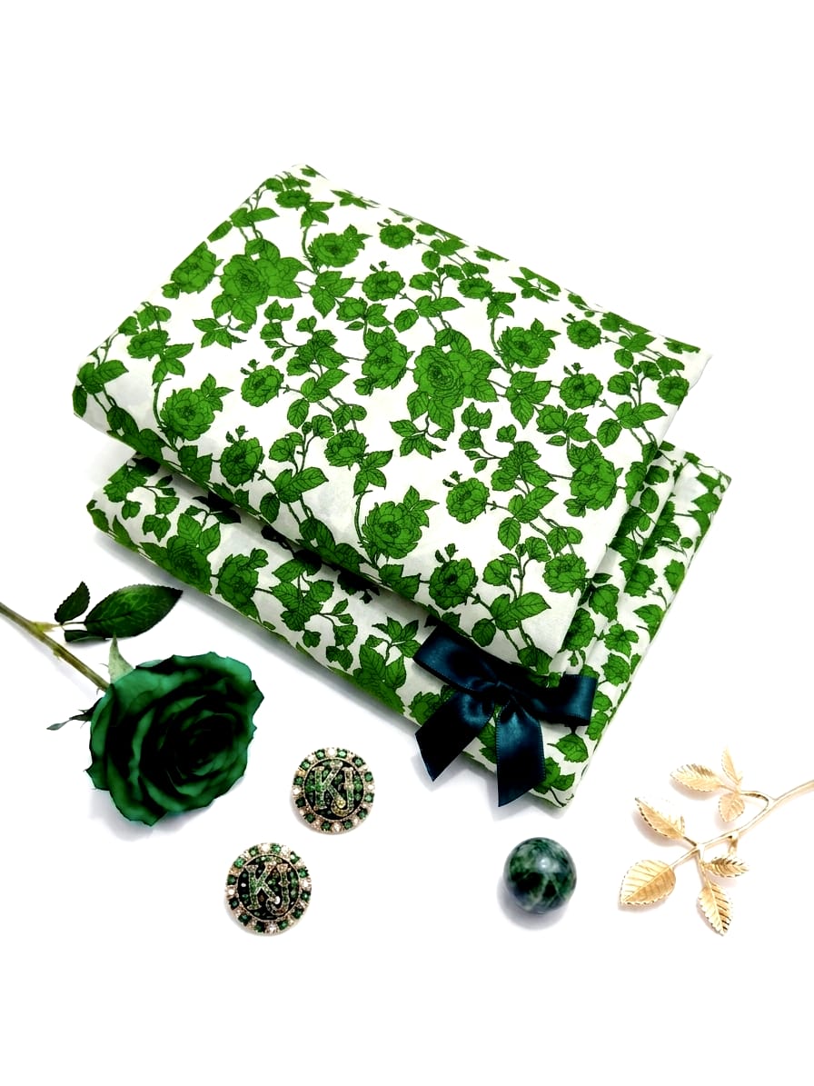 Independence Day Special Unstitched Green Rose Printed Polo Cotton Suit
