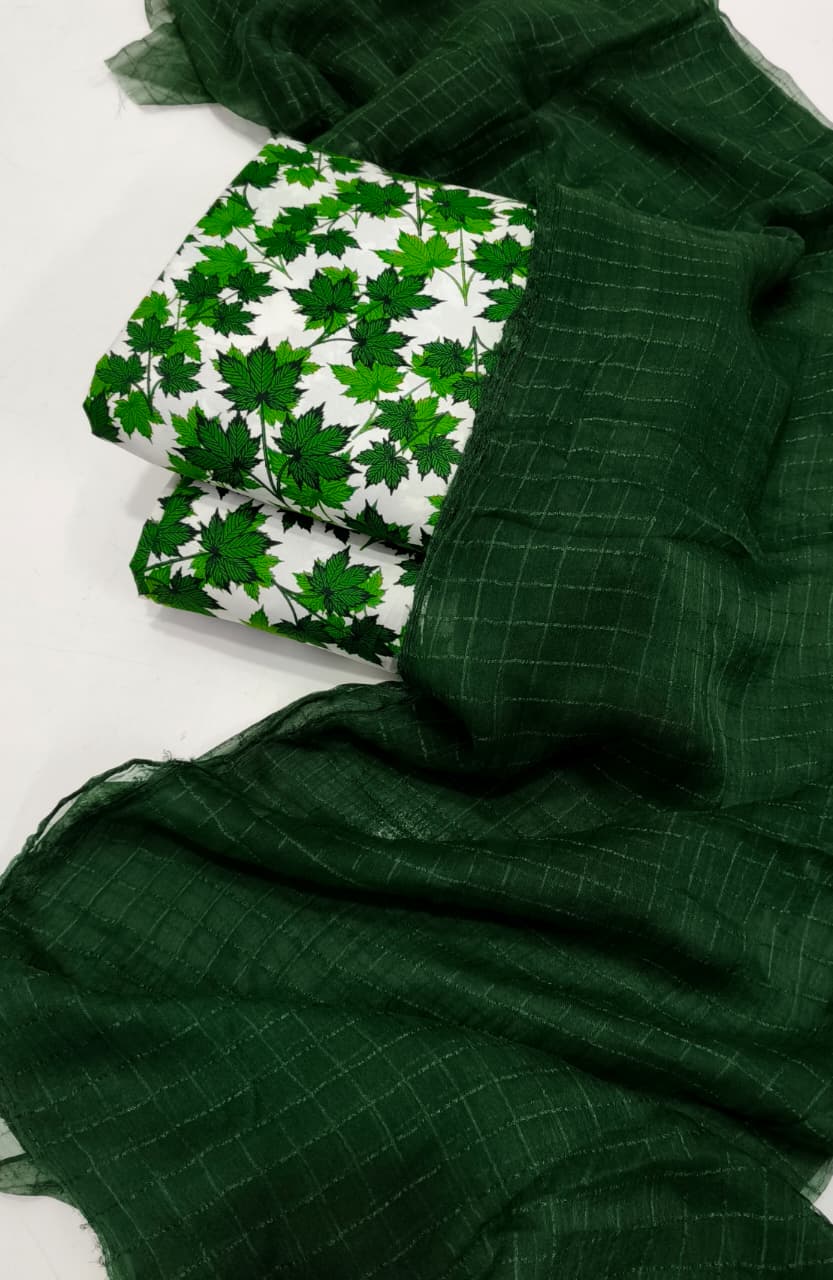 Azadi Collection Unstitched Polo Cotton All-Over Maple Leaf Print Suit