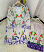 New Arrival | Ready to Wear | Whimsical Garden Digital Printed Doria Lawn Co-Ord Set - 2 Piece