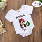 14 August Baby Romper - Personalized Name Print | Soft Cotton Jersey (0-14 Months)