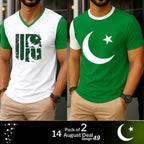 Crescent & Flag Azadi Printed T-Shirts — Pack of 2