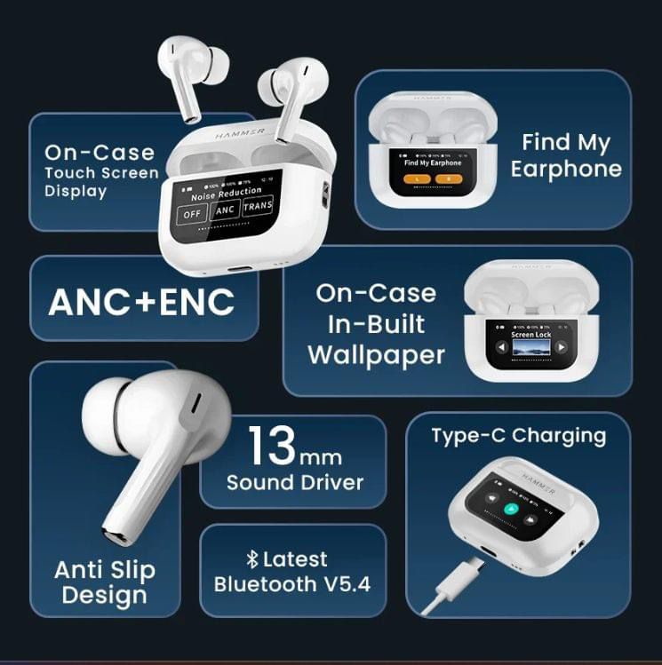 A9 Pro Smart Wireless Earbuds with LED Touch Screen Case – Grand Bazar