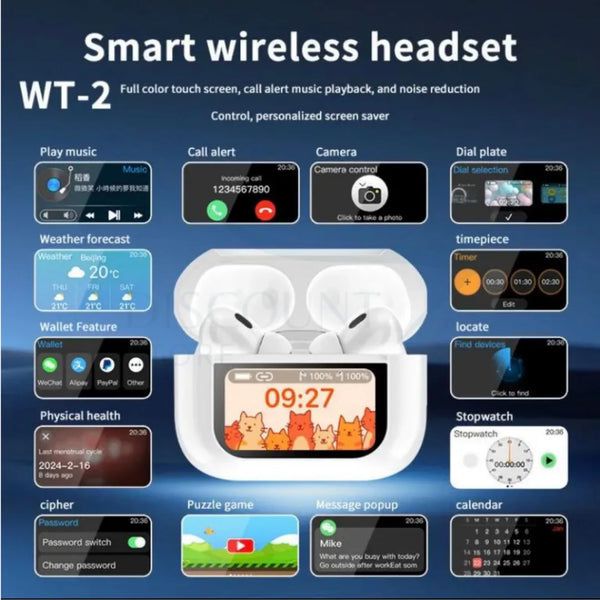 A9 Pro Smart Wireless Earbuds with LED Touch Screen Case – Grand Bazar