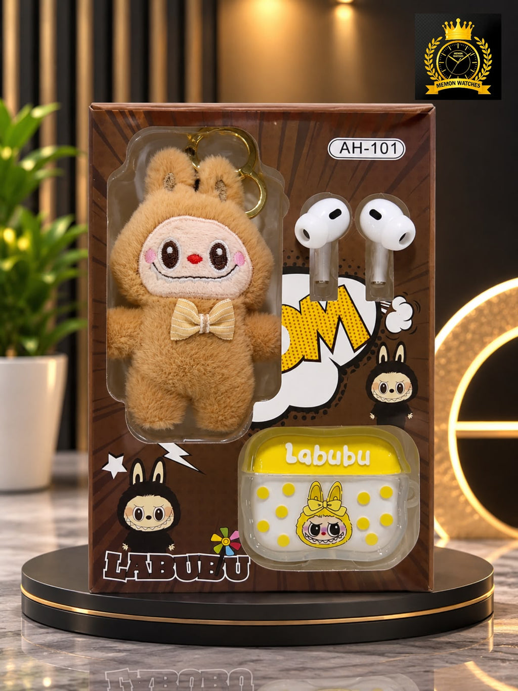 Labubu Theme Wireless Airbuds With Cute Plush Keychain 3-in-1 Gift Set – Complete Box Gift Set