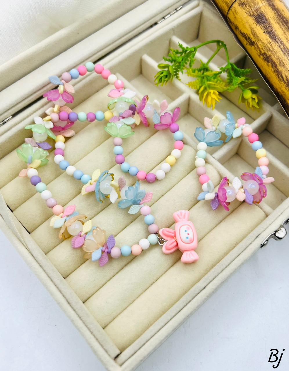 Pack of 2 Cute Pastel Floral Beads Necklace & Bracelet Jewelry Set for Girls – Grand Bazar