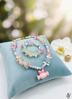 Pack of 2 Cute Pastel Floral Beads Necklace & Bracelet Jewelry Set for Girls – Grand Bazar