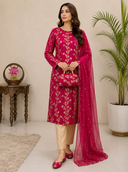 5-Piece Premium Embroidered Festive Suit with Matching Khussa & Clutch – Grand Bazar