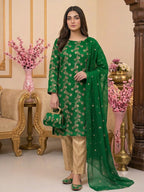 5-Piece Embroidered Crinkle Chiffon Suit with Matching Khussa & Clutch