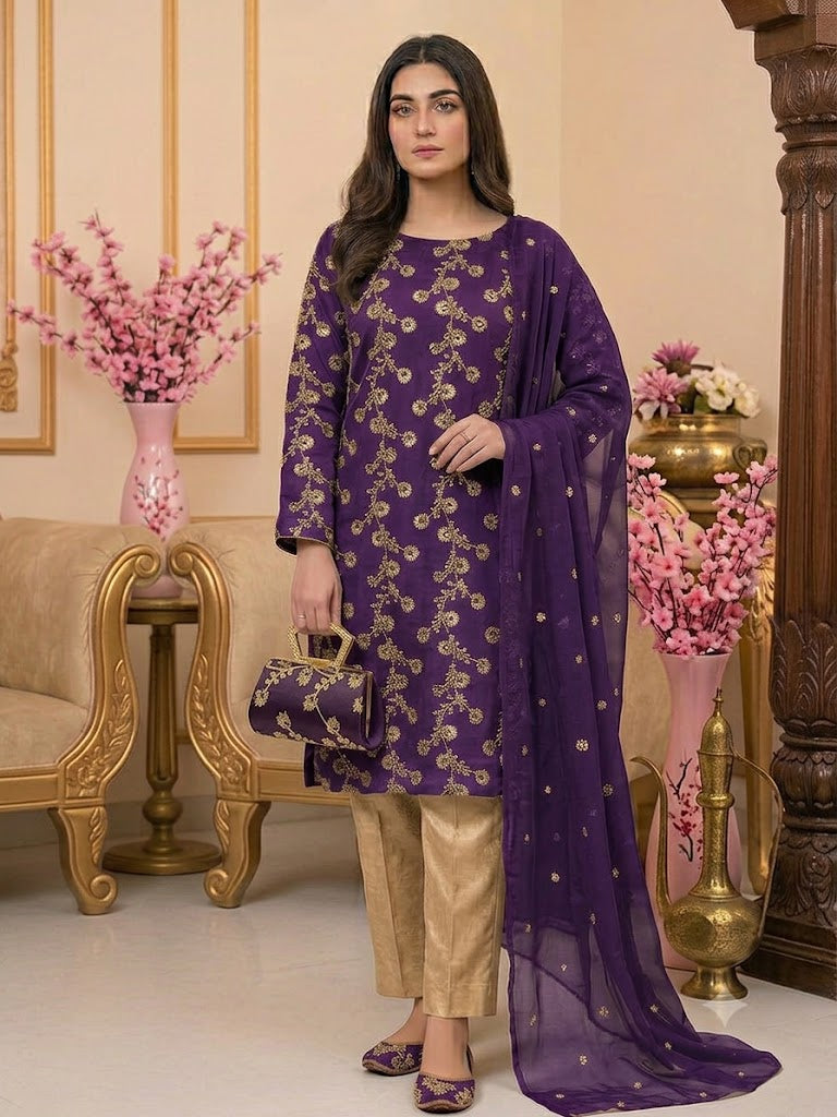 5-Piece Premium Embroidered Festive Suit with Matching Khussa & Clutch – Grand Bazar