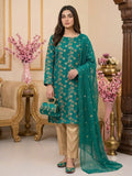 5-Piece Embroidered Chiffon Suit in Teal with Matching Khussa & Clutch – Grand Bazar