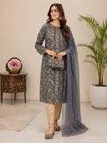 5-Piece Embroidered Chiffon Suit in Charcoal Grey with Matching Khussa & Clutch – Grand Bazar