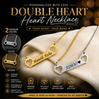 Double Heart Customized Engraved Name Necklace - Premium Locket for Couples